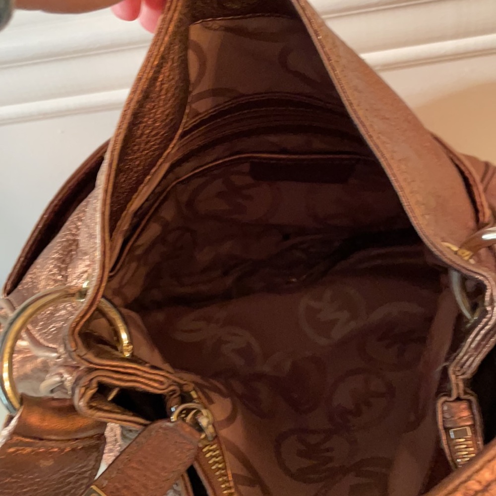 Authentic Michael Kors Metallic Copper Soft Leather Shoulder Bag Purse - Picture 5 of 15